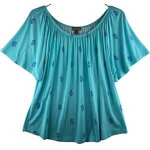 Style & Co. Womens XXL Shirring Top Pacific Aqua Cmb Rayon & Spandex